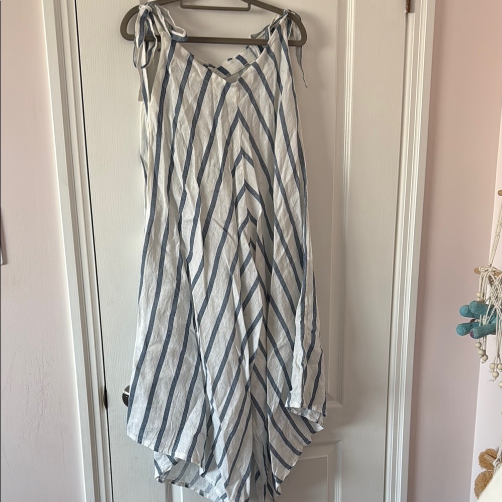 Striped Sleeveless Linen Jumpsuit